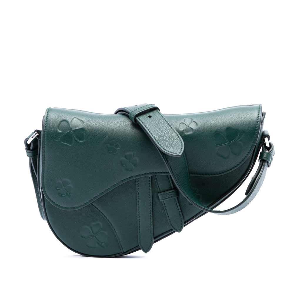 Pre-Loved Dior Embossed Smooth Calfskin Clover Saddle Crossbody
